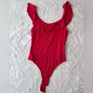 Women’s Red Ruffled Bodysuit